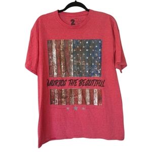 2 Monkeys Patriotic American Flag T  'Murica The Beautiful Size Large